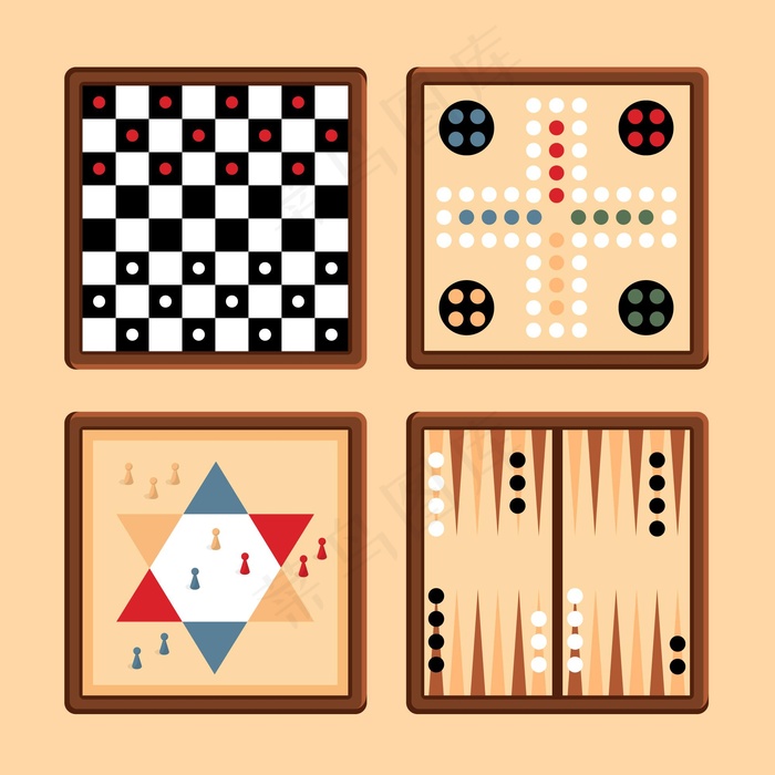 棋盘游戏系列插图eps,ai矢量模版下载