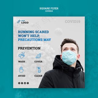 Covid19概念广场宣传单,DM传单模板