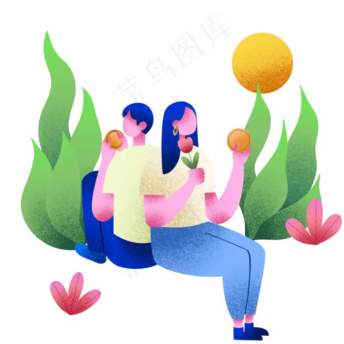 中秋节吃月饼人物(2000X2000(DPI:300))psd模版下载