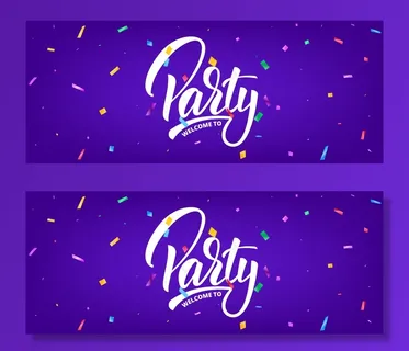 带有五彩纸屑和字母的党旗。假日背景模板