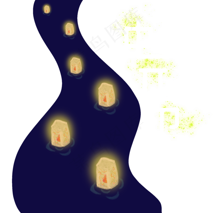 中元节河灯天灯素材元素(2000X2000(DPI:300))psd模版下载