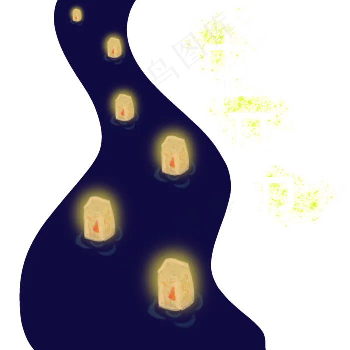 中元节河灯天灯素材元素(2000X2000(DPI:300))psd模版下载