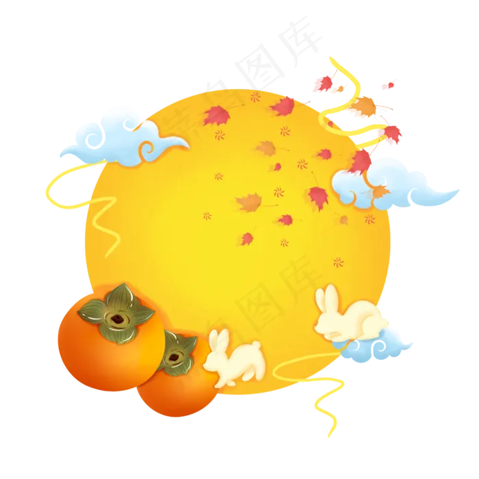 中秋贺卡装饰元素(2000*2000px 300 dpi )psd模版下载