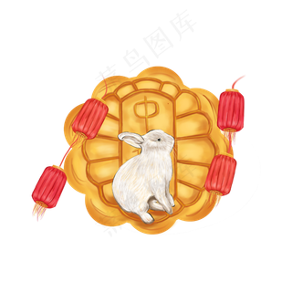 中秋节和玉兔吃月饼