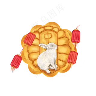 中秋节和玉兔吃月饼