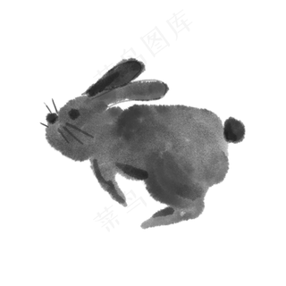 水墨中秋节可爱月兔