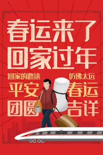 红色大气平安春运海报
