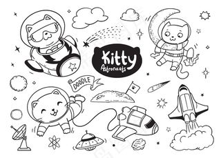 Kitty 宇航员为孩子们涂鸦