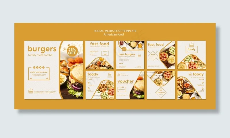 美国食品社交媒体帖子模板psd模版下载