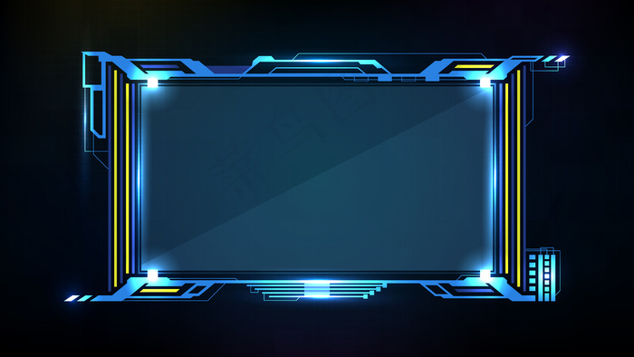 蓝色发光科技的抽象未来背景科幻框架hud ui