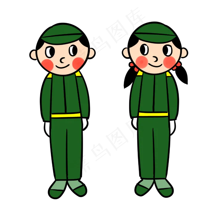 手绘矢量卡通可爱学生军训(3000X3000(DPI:762))psd模版下载