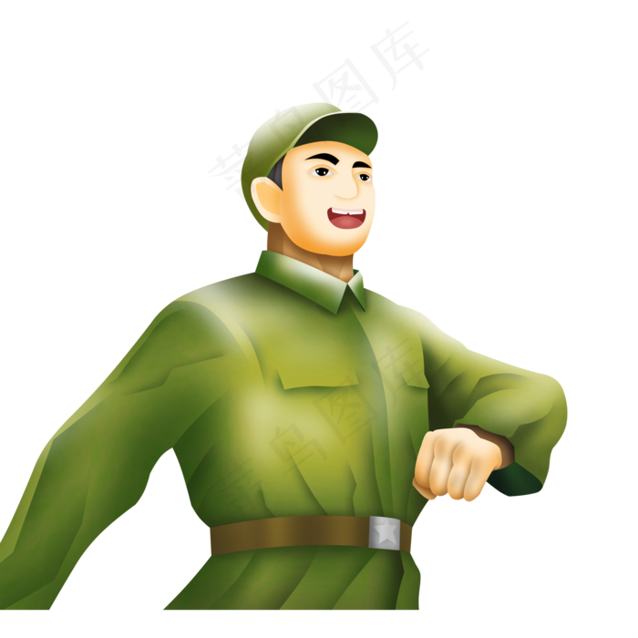 国庆节复古手绘军人设计
