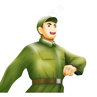 国庆节复古手绘军人设计