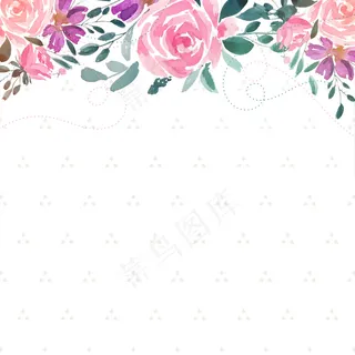 水彩玫瑰花装饰背景与文字空间