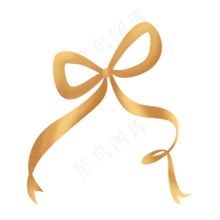 金色质感飘带丝带蝴蝶结彩带