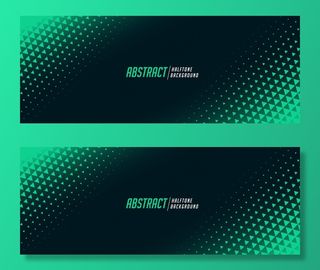 在绿色的抽象三角半色调横幅banner