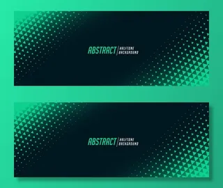 在绿色的抽象三角半色调横幅banner