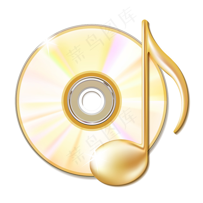 金色音符和cd光盘-音乐图标。eps,ai矢量模版下载