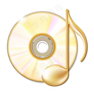金色音符和cd光盘-音乐图标。