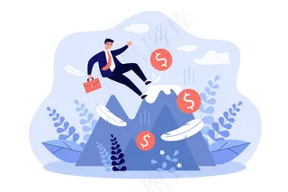 商业领袖犯了错误，从山顶上摔了下来。无心破产赔钱