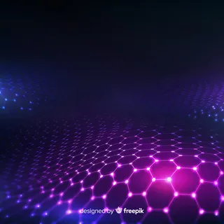 渐变紫色背景下的未来主义六边形网