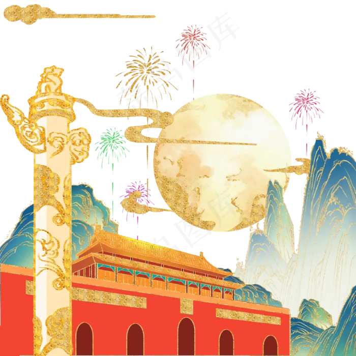 国潮中秋国庆(2000X2000(DPI:300))psd模版下载