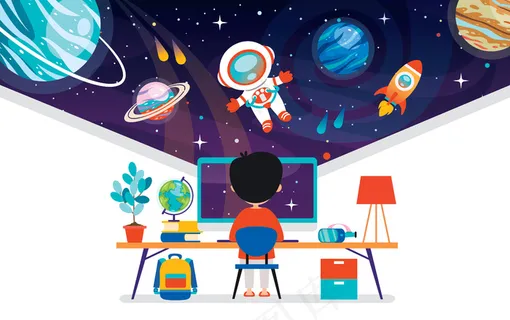 计算机技术用于教育和商业的概念