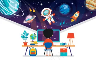 计算机技术用于教育和商业的概念