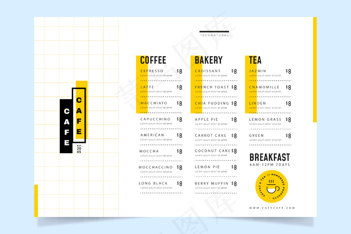 咖啡店菜单模板eps,ai矢量模版下载