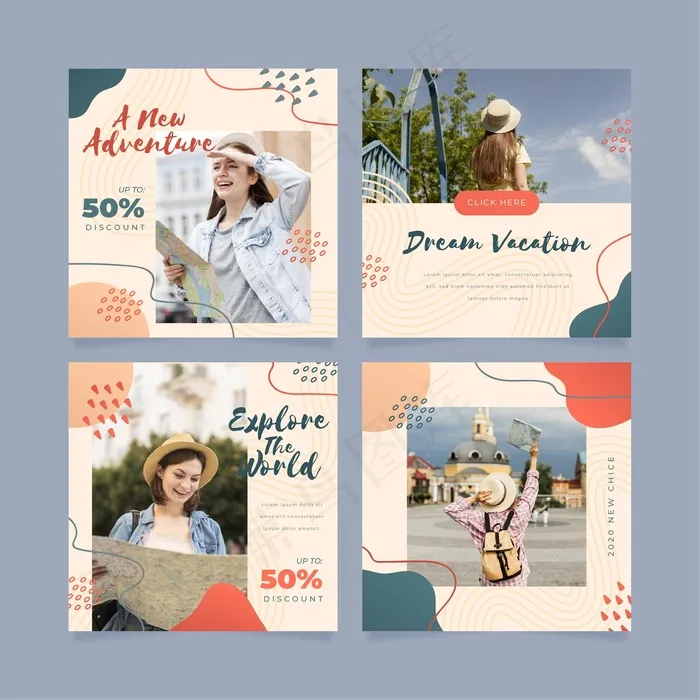 旅游销售模板集eps,ai矢量模版下载