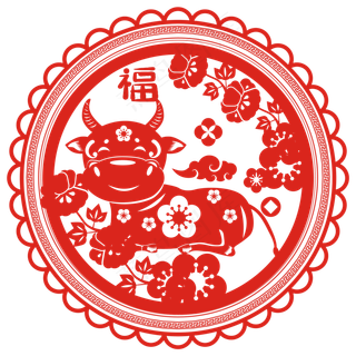 牛年窗花矢量装饰