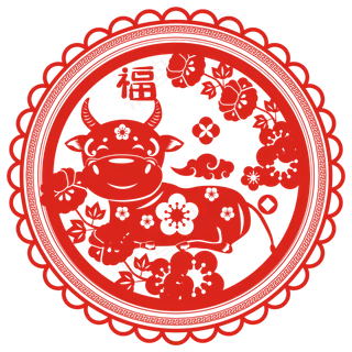 牛年窗花矢量装饰 牛年窗花矢量装饰