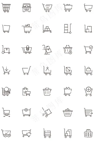 购物车icon线性断点风格图标