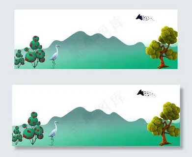 绿色油画乡村国庆出游旅行电商banner