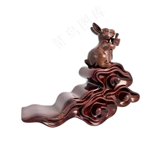 仿真玉兔木雕png图