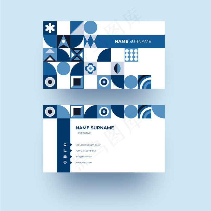 蓝色形状的现代公司卡模板