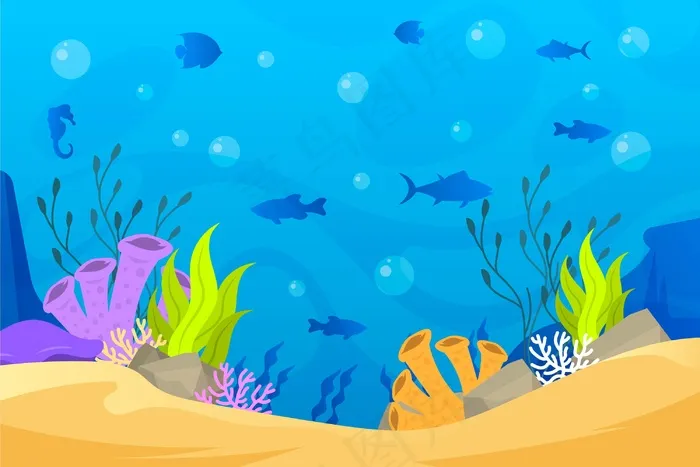 在线视频会议的Fish剪影背景eps,ai矢量模版下载
