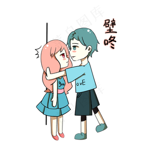 卡通情侣表情包壁咚