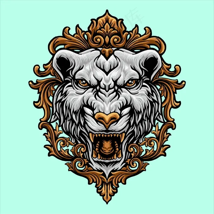 白虎头eps,ai矢量模版下载