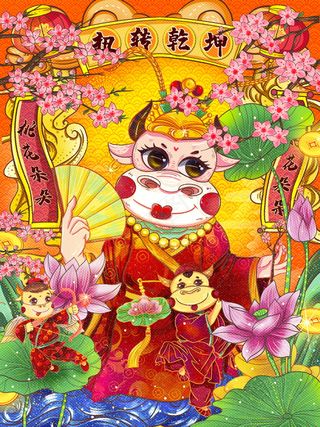 牛年插画 牛年海报 新春海报
