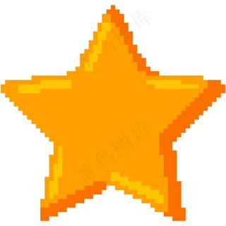 像素星形图标隔离在白色背景上。