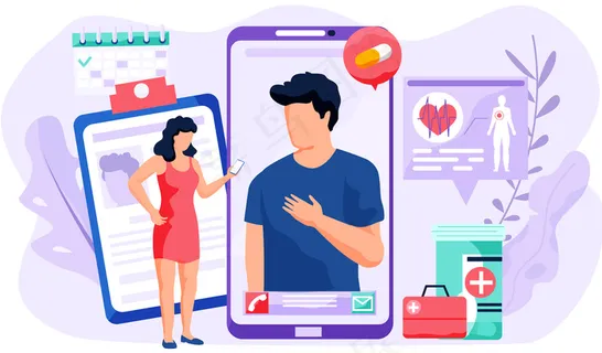 通过智能手机上的应用程序app与医生进行电话视频通话