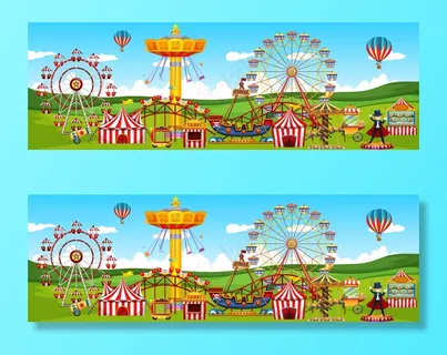 主题乐园景观场景全景景观卡通风格 主题乐园景观场景全景景观卡通风格