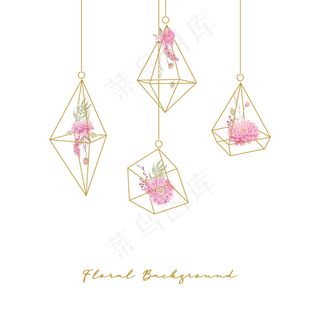 水彩大丽花花卉背景