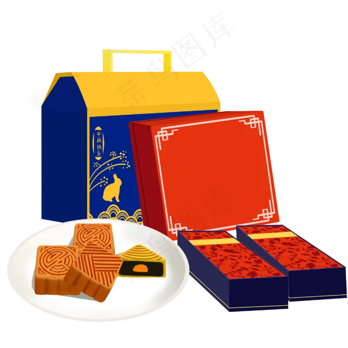 中秋送礼礼盒月饼(3000X3000(DPI:300))psd模版下载