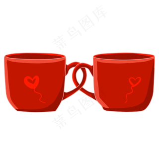 手绘红色情侣杯