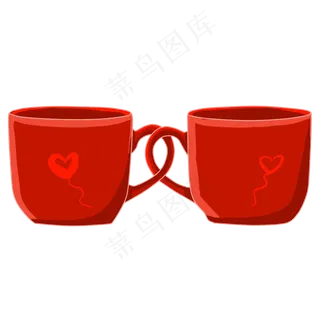 手绘红色情侣杯