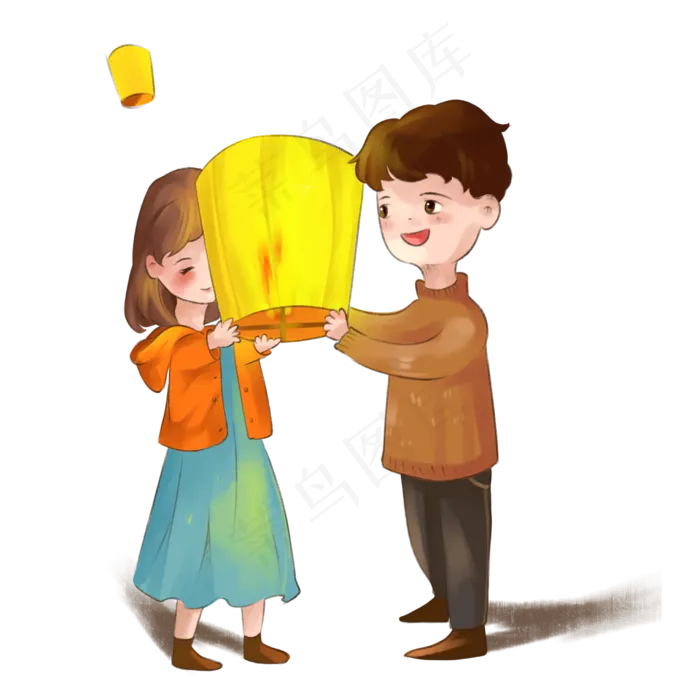 中秋节情侣一起放孔明灯PNG素材(2480X2480(DPI:299))psd模版下载