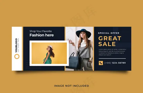时装销售封面横幅banner模板