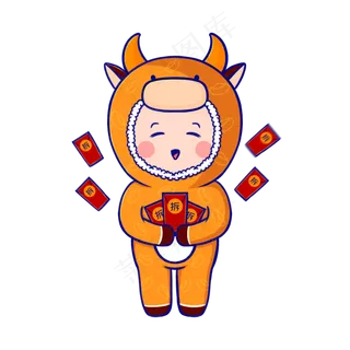 牛年萌牛头套福娃